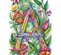 Watercolor Monogram Letter A Personalized Notebook Journal | Purple, Red & Orange Flower Garden |: 150 Pages | 8.5 x 11 | College Ruled | Glossy Background | A-6