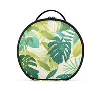 Watercolor Monstera Deliciosa Foglie Modello Colore Verde Lago e Bianco Perla Verde Foglie e Toiletry Borse Verticali Free-Standing Grandi Borse per il Trucco per le Donne con divisori regolabili 27,9