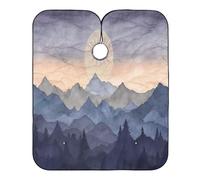 Watercolor Mountain Landscape Donna Uomo Mantella Taglio Capelli Con Chiusura A Gancio Mantella Parrucchiere Antiaderente Mantellina Parrucchiere Per Acconciatura Uso Domestico 168X140Cm