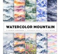 Watercolor Mountain Scrapbook Paper: Beautiful Nature Landscape Designs for Crafting, Journaling and DIY Projects | Adventure Background Pack with Misty Forest, Sunset Peaks and Lake Reflections