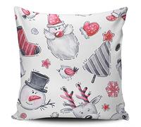 Watercolor New Year Celebration Merry Christmas Funny Cartoon Copricuscini Resistenti Fodere Cuscini Morbido Federe Cuscini per Salotto Divano Casa 45X45Cm