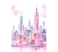 Watercolor New York Skyline, Paperback Lined Journal Notebook, 200 pages
