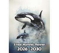 Watercolor Orca Whale 5 Year Monthly Planner 2024-2028: Large 60 Month Calendar | Gift For People Who Love The Ocean, Marine Sea Life Lovers | For ... Work | 8.5 x 11 Inches | 121 Pages | v1