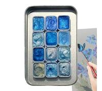 Watercolor Paint - Shimmer Watercolor Paint Set | 12 colori Solid Paints Mineral for Illustration Floral Printing Blending Student Artist Creative Painting