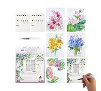 Watercolor Painting Kit - 12 Colours Professional Portable Workbook With Brush, Integrated Paint Cards & Drawing Paper - Travel Friendly Art Set, For Sketching & Pottery Murals