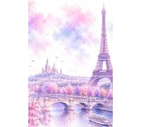 Watercolor Paris Skyline, Paperback Lined Journal Notebook, 200 pages