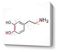 Watercolor Science Art Dopamine Molecule Chemical Structure Canvas Wall-Art for Study Room Decor(Unframed,08x12inch(20x30cm))
