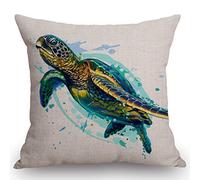 Watercolor Sea Turtle Rustic Farmhouse Style Federa per Cuscino Robusto Copricuscini Casa Decorativi Federa per Soggiorno Giardini Primaverili 45X45Cm