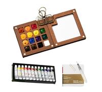 Watercolor Set, Travel Water Color Kit, Nano Palette Water Painting with Mini Paper Booklet and Paint, Portable Detachable Pocket Artist Watercolor Travel DIY Kit (A)