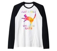 Watercolor Soloful Pet Cat Kitten just a girl who loves cats Maglia con Maniche Raglan