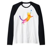 Watercolor Soloful Pet Cat Kitten With Watercolor Cat Maglia con Maniche Raglan