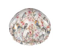 Watercolor Spring Bird On Branch Cuffia Da Bagno Per Donna Elastico Cuffia Doccia Antiscivolo Cuffie Capelli Per Casa Hotel Viaggi