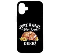 Watercolor Sunflower Womens Just A Girl Who Loves Deer Lover Custodia per iPhone 16 Plus