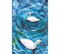 Watercolor Swan Journal: Aesthetic Blue Art Notebook for Women, Elegant Minimalist Writing Journal: Moody Swirl Lake Design Notebook for Reflection, Poetry and Daily Writing