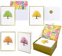 Watercolor Trees Premium Note Cards (20 cards with 4 unique designs. 21 self-sealing envelopes)