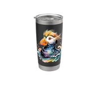 Watercolor Tufted Puffin Seabird Bird Watching Bicchiere termico in acciaio inox doppia parete