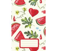 Watercolor Watermelon Notebook: 6x9 Lined Journal: Aesthetic Summer Fruit Pattern with Name Label | Cute Heart Shaped Melon Composition Book for Girls, Teens & Students | Vintage Botanical Diary