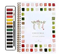 Watercolor Workbook,Beginner-Friendly Flowers,Animals Watercolor Workbooks,12 Colors Watercolor Paint Set With Paint Brush,Foldable Set,For Teens/Adults (Christmas)