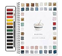 Watercolor Workbook,Beginner-Friendly Flowers,Animals Watercolor Workbooks,12 Colors Watercolor Paint Set With Paint Brush,Foldable Set,For Teens/Adults (Baking)