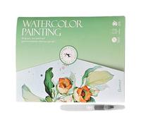 Watercolor Workbook, Beginner Painting Book Set, Includes 12 Color Paints and Brush, Creative Art Coloring Activity Book for School, Travel, Learning Techniques, 7.48x5.67 Inches