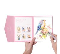 Watercolor Workbook, Beginner Painting Book Set, Includes 12 Color Paints and Brush, Creative Art Coloring Activity Book for School, Travel, Learning Techniques, 7.48x5.67 Inches