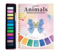 Watercolor Workbook for Beginners,Painting Guide Animal Flower Illustrations Paper Coloring Book,12 Colors Painting Kit with Drawing Supplies And Brushes
