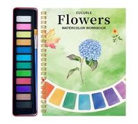 Watercolor Workbook for Beginners,Painting Guide Animal Flower Illustrations Paper Coloring Book,12 Colors Painting Kit with Drawing Supplies And Brushes