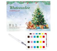 Watercolor Workbook - Paper, 8,27 x 6,69 x 0,51 in Watercolour Paint Set Christmas Guided Illustration Book Watercolor Coloring Experience, Art Activity Book For Home Relaxation, Travel Creativity
