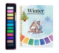 Watercolor Workbook Set, Beginner Coloring Book with Watercolor Box, Art Supplies, Suitable for Home and School(House)