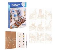 Watercolor Workbook Set - Outdoor Drawing Supplies for Creative Painting Practice | Portable Art Learning Pad with Brush Ready Pages & Compact Painting Companion for Artists Students Hobbyists