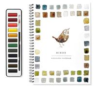 Watercolor Workbooks, Uccelli Libro da colorare ad acqua per principianti, Libri di lavoro ad acquerello con 12 colori vernice e pennello, Acquerello di uccelli e fiori Regali per bambini e adulti (A)