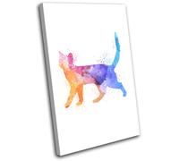 Watercolour Bengal Cat Animals SINGLE TELA parete arte foto stampa