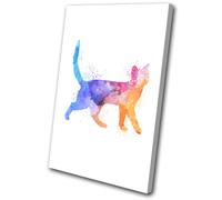 Watercolour Bengal Cat Animals SINGLE TELA parete arte foto stampa