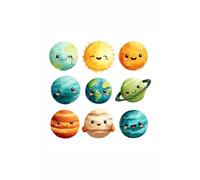 Watercolour, planets with smiling faces: Work Notebook, Funny Office Gift for Women, Coworker, Boss, Secret Santa Gag Gift (Blank Lined Journal)