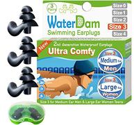 WaterDam Tappi per le orecchie da nuoto, impermeabili, ultra comodi, per prevenire le orecchie del nuotatore (taglia 3+3+3: orecchie medie per uomini e grandi orecchie per adolescenti e donne)