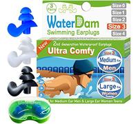 WaterDam Tappi per le orecchie da nuoto, impermeabili, ultra comodi, per prevenire l'orecchio del nuotatore (taglia 3+3+3: orecchio medio per uomini e grandi orecchie adolescenti e donne)