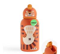 waterdrop® Borraccia Termica Bambini 400ml - Acciaio Inox Isolata, Antigoccia, BPA-Free, con Cannuccia, con Disegni di Animali, Perfetta per Scuola, Asilo e Attività All’Aperto