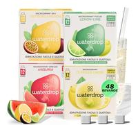 waterdrop® Frutta Tropicale - 48 cubetti waterdrop per acqua - Pacchetto di prova 4 gusti aromatizzanti - insaporitore acqua senza zucchero - acqua aromatizzata in forma di cubetti per bevande