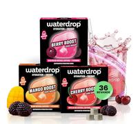 waterdrop® Mix Berry, Mango & Ciliegia Energy Drink - 36 Cubetti per Acqua con 90mg di Caffeina Naturale e Vitamine B & C - Zero Zuccheri e Poche Calorie - Energy Drink in Polvere -acqua aromatizzata