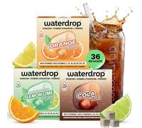 waterdrop® Set Microdrink, ARANCIA, COLA e LIME, 36 cubetti effervescenti, insaporitore acqua senza zucchero per aromatizzare l'acqua, Estratti di frutta, Acqua Aromatizzata, infusione a freddo