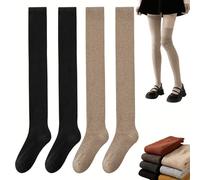 Wateresty - Calzini alti da donna, caldi e morbidi, in tinta unita, traspiranti, sopra il ginocchio, 2PCS-C., M