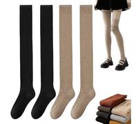 Wateresty - Calzini alti da donna, morbidi, caldi, spessi, elastici, antiscivolo e non stringenti, si adattano alla maggior parte degli scaldamuscoli in puro cotone, 2PCS-C., Taglia unica