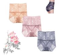 Wateresty, mutandine sexy a vita alta e bel pizzo, 2025 senza cuciture, comode per controllare la pancia, biancheria intima modellante da donna, 3pcs-b, XL
