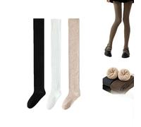 Wateresty Socks, calze da donna a coscia, extra lunghe, in cotone lavorato a maglia, calde e spesse, sopra il ginocchio, scaldamuscoli, 3 pezzi - 1, Taglia unica