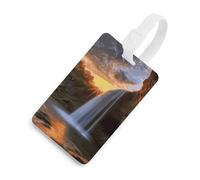 Waterfall at Sunset Etichetta per bagagli Divertente Etichette identificative per bagagli Etichette con nome per zaini Etichette uniche per bagagli da viaggio Etichette per borse da viaggio Nome ID