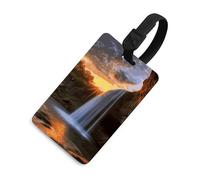 Waterfall at Sunset Etichetta per bagagli Divertenti Etichette identificative per bagagli Etichette con nome per zaini Etichette uniche per borse da viaggio Etichette per nome ID Valigia Identificare