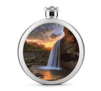 Waterfall at Sunset fiaschetta rotonda portatile fiaschetta in acciaio inox 141,7 g fiaschetta whisky per uomo donna