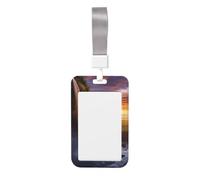 Waterfall at Sunset porta badge con cordino verticale in plastica rigida con finestra trasparente, custodia impermeabile per badge da lavoro, custodia protettiva alla moda per donne e uomini