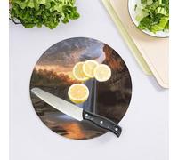 Waterfall at Sunset - Tagliere in vetro temperato per cucina, grande, resistente al calore, infrangibile, tagliere da cucina 20,3 x 20,3 cm
