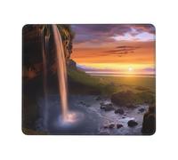 Waterfall at Sunset Tappetino per mouse con bordo cucito, personalizzato Premium testurizzato tappetino per mouse per computer con base in gomma antiscivolo, tappetino per mouse da gioco impermeabile